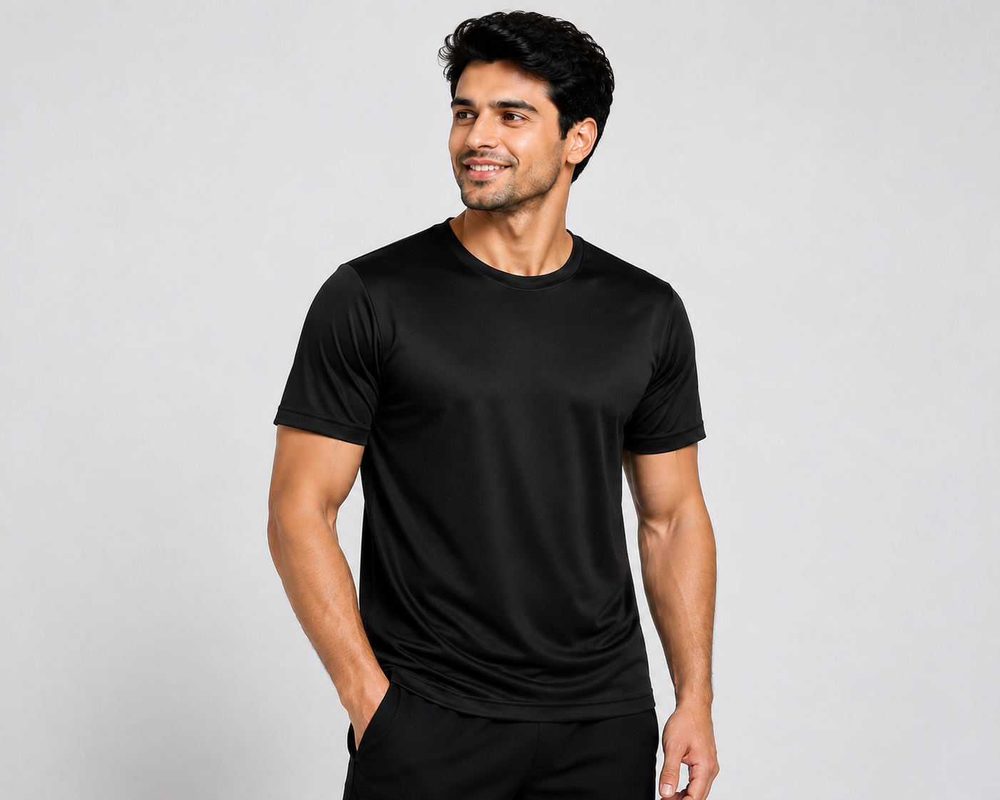 XAUVA Fashion White Premium Dot Knit Round Neck Half Sleeve T-Shirt | 180 GSM