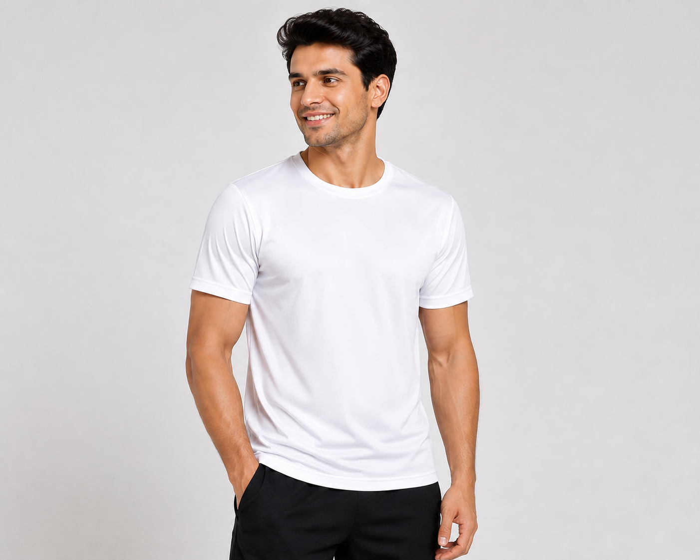 XAUVA Fashion White Premium Dot Knit Round Neck Half Sleeve T-Shirt | 180 GSM