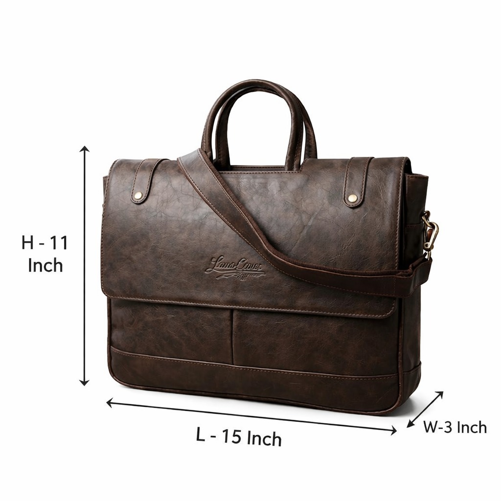 Xauva Laptop Messenger Office Bag Briefcase for Work for Men (LB6050-DARK BROWN)